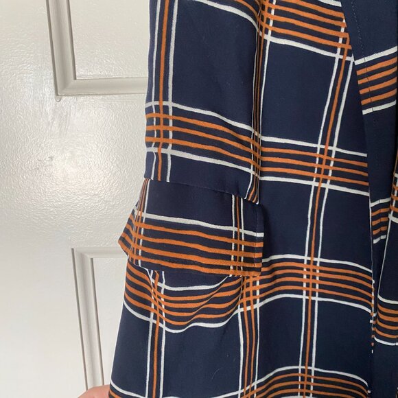 J.O.A. Orange and Blue Plaid Wrap Dress - Picture 3 of 5